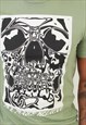 "MEN'S VINTAGE H&M SKULL GRAPHIC GREEN T SHIRT