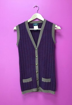 Vintage Cardigan Waistcoat Purple Luxury Designer