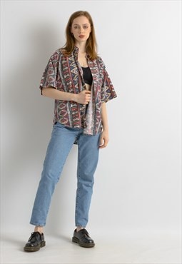 vintage woman blouse with colored abstract pattern 7382