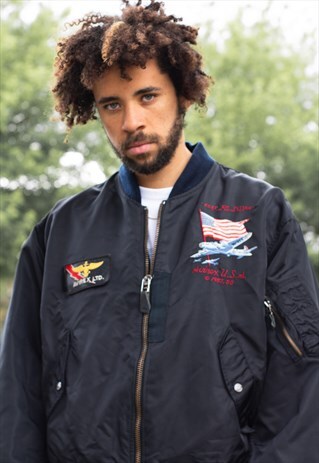 VINTAGE 80'S AVIREX BOMBER JACKET IN BLACK