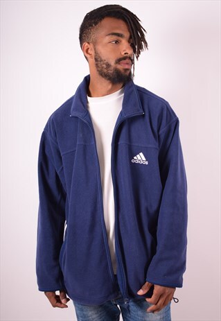 ADIDAS MENS VINTAGE FLEECE JACKET XL BLUE 90S