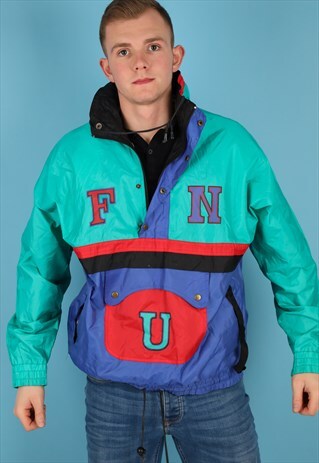 VINTAGE WINDBREAKER JACKET IN MULTICOLOUR NJ509B