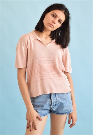 90'S RETRO NEUTRAL KNIT LOOSE-FITTED TOP BLOUSE
