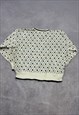 VINTAGE KNITTED JUMPER ABSTRACT PATTERNED GRANDAD SWEATER 