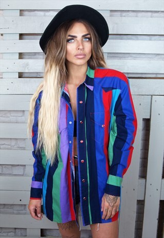 FUNKY STRIPED WESTERN STYLE 70'S SHIRT