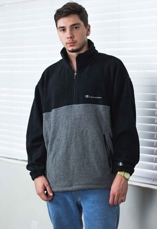 VINTAGE CHAMPION 1/4 ZIP JUMPER LOGO 90S XL 28.4