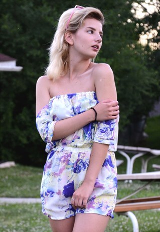 WATERCOLOR OFF-THE-SHOULDER PLAYSUIT