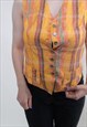 VINTAGE 90S YELLOW STRIPED SUIT VEST WOMEN'S MULTICOLOR VEST