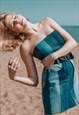 JUST HARRY PANELLED SKIRT IN REWORKED DENIM