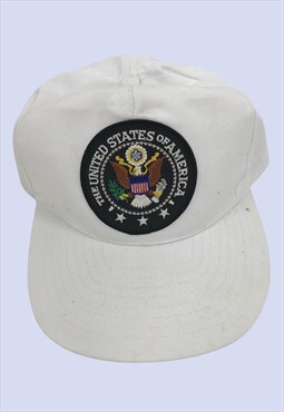 White Mens Caps One Size Pull On Adjustable Flat Style