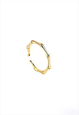 Geometric Bamboo Ring, Gold on 925 Silver, Adjustable