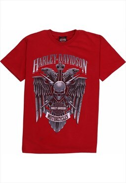 Harley Davidson 90's Spellout Short Sleeve T Shirt Small Red