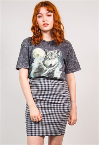 VINTAGE 90'S GINGHAM CHECK HIGH WAIST PENCIL SKIRT