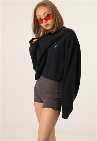 VINTAGE NAUTICA EMBROIDERED LOGO CROPPED SWEATSHIRT