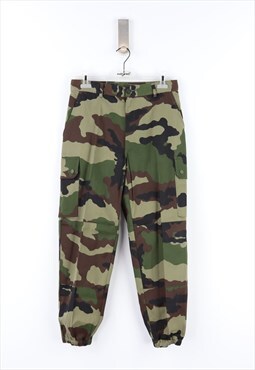 Military Camo Cargo High Waist Trousers in Mimetic - 44