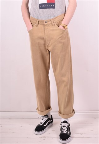 FERRE MENS VINTAGE JEANS W34 L29 KHAKI 90S