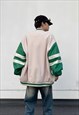 GREY GREEN OVERSIZED  BASEBALL VARSITY JACKET