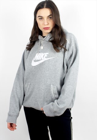 90'S RETRO GREY & WHITE HOODED SWEATSHIRT