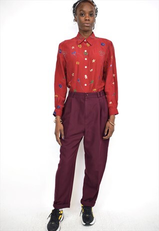 VINTAGE 90S MAROON AUBERGINE TROUSERS