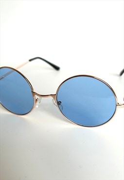 Blue circular round sunglasses