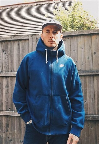 VINTAGE NIKE BLUE HOODED HOODIE JACKET