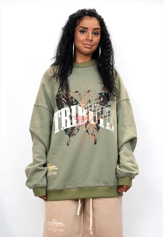 TRIBUTE SEVEN OVERSIZED MOOD SWEATSHIRT/ KHAKI - OLIVE
