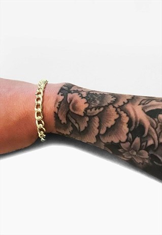 STAINLESS STEEL CURB LINK ID IDENTITY BRACELET - GOLD