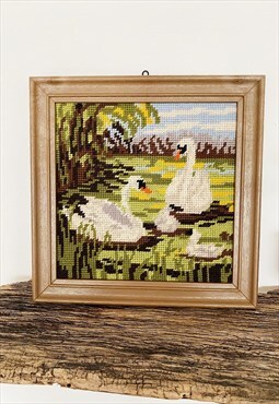 Swan Family Cross-stitch for kids room