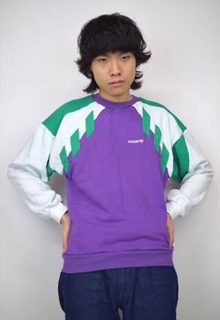 VINTAGE 90S ADIDAS PURPLE GREEN WHITE SWEATSHIRT