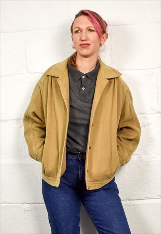 VINTAGE 70S CAMEL WOOL BOMBER JACKET