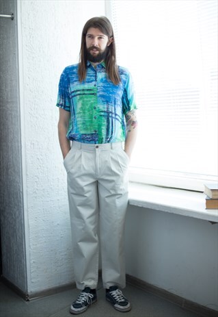 VINTAGE 80'S BEIGE COTTON TROUSERS