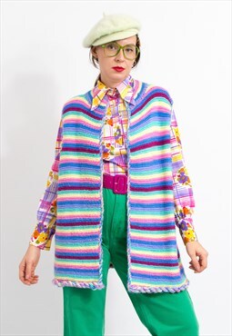 Vintage rainbow sweater vest striped cardigan