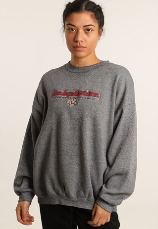 VINTAGE HARLEY DAVIDSON EMBROIDERED SPELL OUT SWEATSHIRT