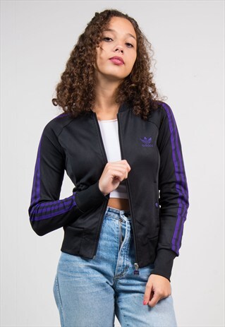 VINTAGE 90'S BLACK ADIDAS TRACKSUIT BOMBER JACKET