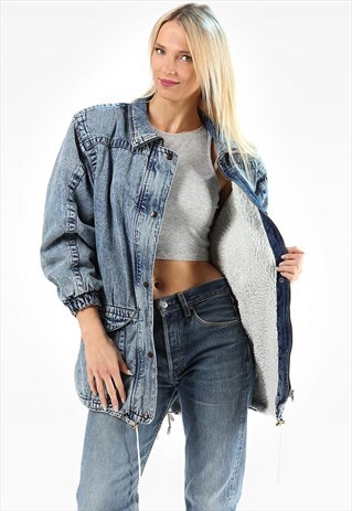 ACID WASH SHEARLING DENIM JACKET