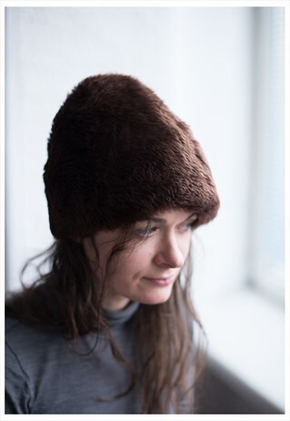 VINTAGE 70'S BROWN FAUX FUR HAT