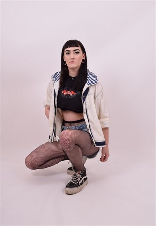 VINTAGE 80'S WHITE WINDBREAKER JACKET SIZE SMALL FESTIVAL