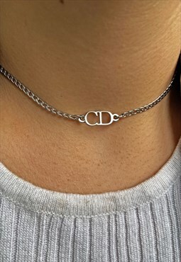 Authentic Dior CD Pendant - Upcylced Silver Choker