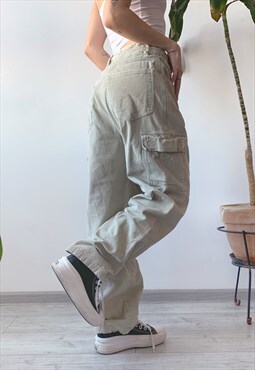 Vintage Y2K Neutral Cream Skater Loose Fit Corduroy Pants