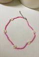 DAISY BEADED CHOKER NECKLACE IN PINK