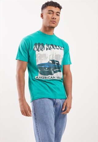 VINTAGE AMERICAN MUSCLE GRAPHIC PRINT T-SHIRT