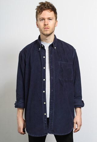 VINTAGE CORDUROY CORD SHIRT BLUE