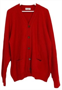 Vintage red cardigan sweater by Yves Saint Laurent T.L