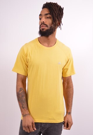 ADIDAS MENS VINTAGE T-SHIRT TOP MEDIUM YELLOW 90S