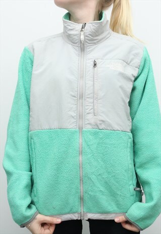 THE NORTH FACE -GREEN DENALI EMBROIDERED FLEECE JACKET - MED