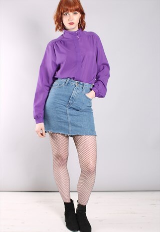 VINTAGE 80S HIGH NECK PURPLE BLOUSE
