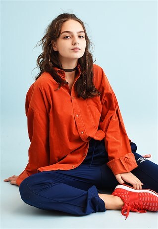 90'S RETRO CORDUROY OVERSIZED DADS SHIRT TOP