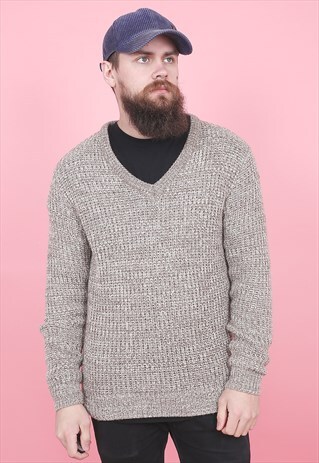 VINTAGE KNITTED V-NECK JUMPER /R1071