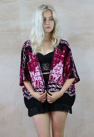 TRIPPY HIPPY TIE DYE TASSLE KIMONO