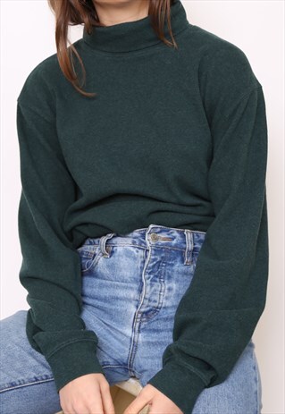 VINTAGE 90S GREEN POLO HIGH TURTLE NECK TOP
